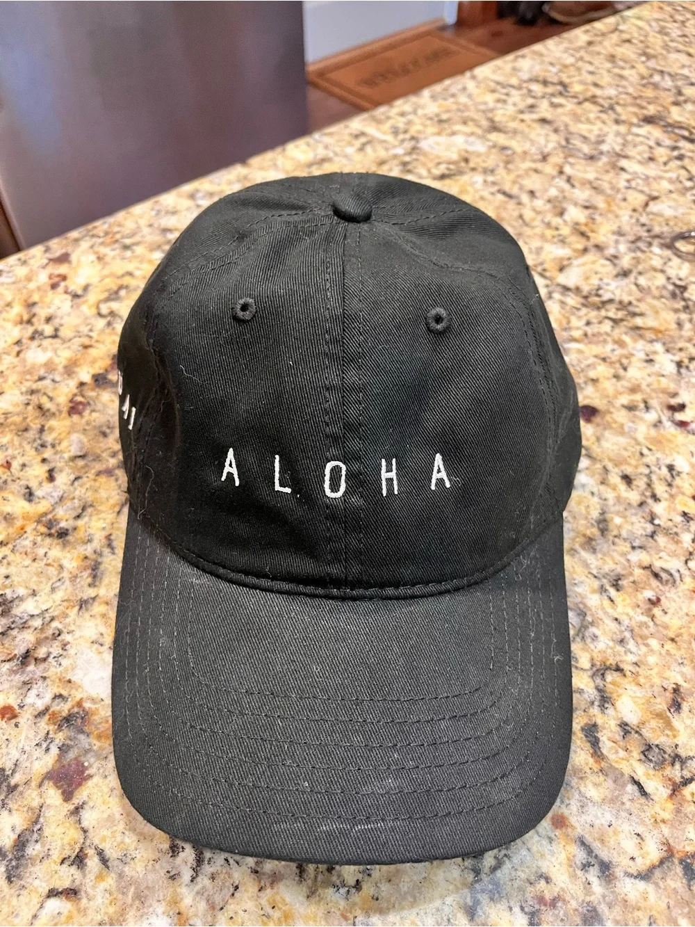 Aloha Embroidered Black Baseball Cap